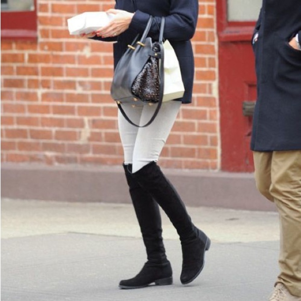 Stuart Weitzman 50-50 Black Suede Over the Knee Boots - Size 9